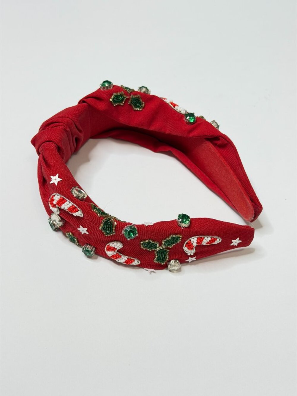 Christmas Candy Cane Embellished Jeweled Beaded Headband